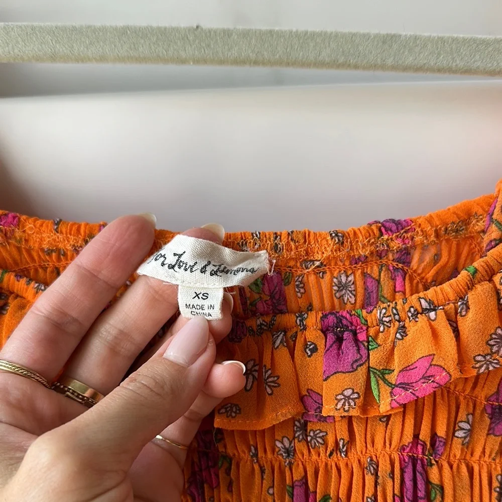 For Love and Lemons Peony Smocked Crop Top - Picture 2 of 5